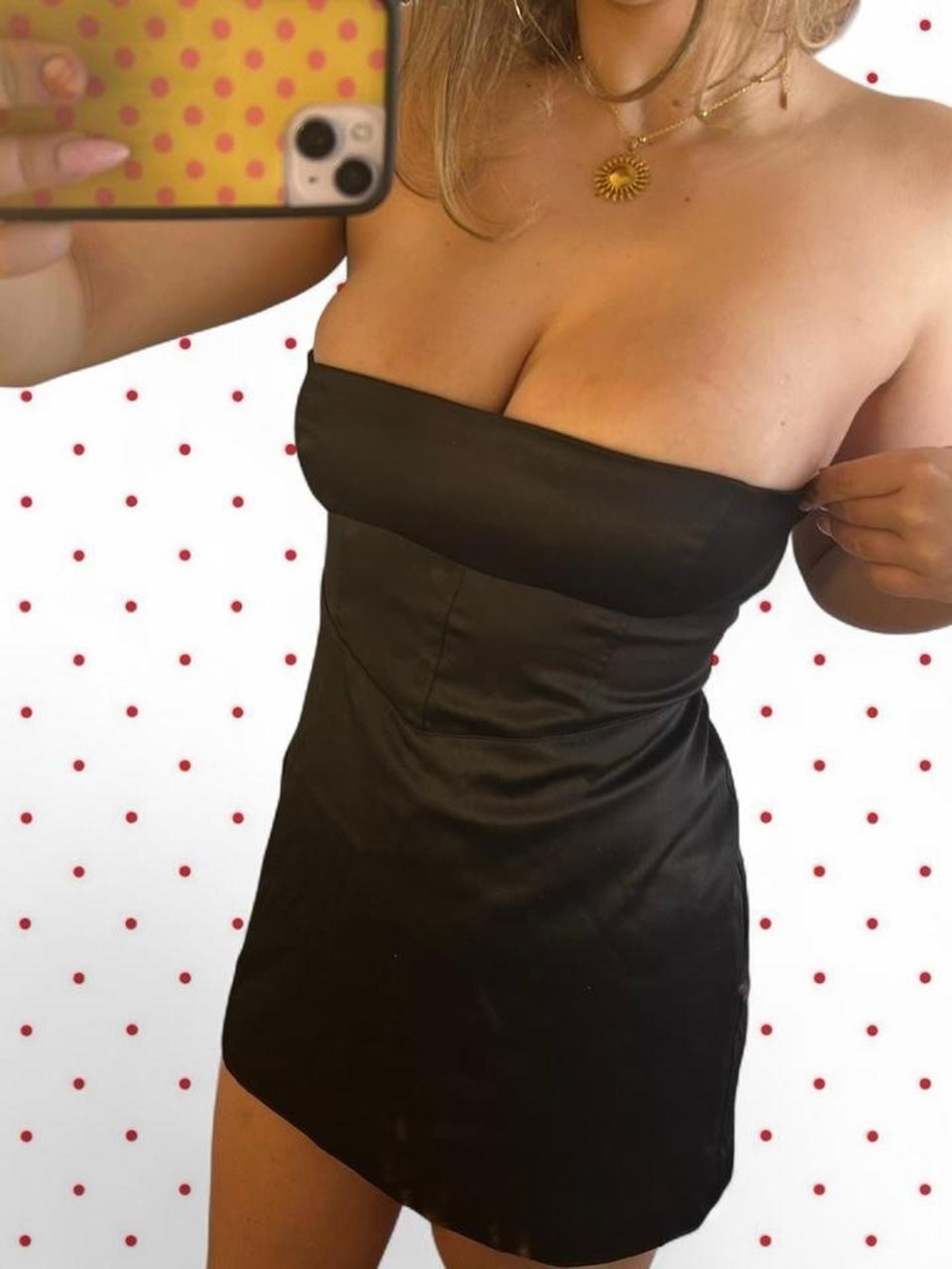 Forever 21 Strapless Black Satin Mini Dress